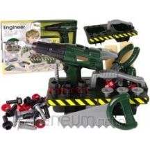 DIY Kit Organizer Battery-Powered Screwdriver Green 13473 Lean Toys