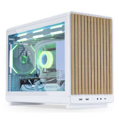 4. Lian Li DAN A3-mATX Wood Edition PC Case, Tempered Glass, Micro-ATX - Beech, White