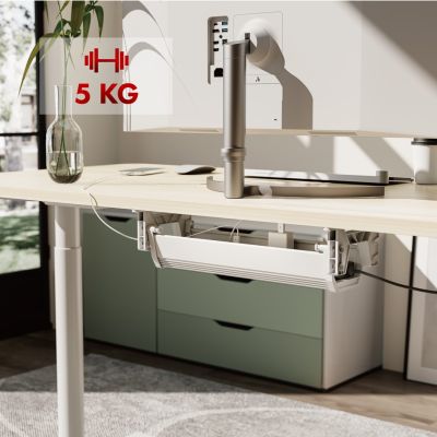 5. MACLEAN UNDERDESK CABLE ORGANIZER/EXTENSION CORD, MAX LOAD 5KG, WHITE MC-106 W