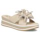 Women's leather wedge sandals with a flower, beige Filippo DK7636