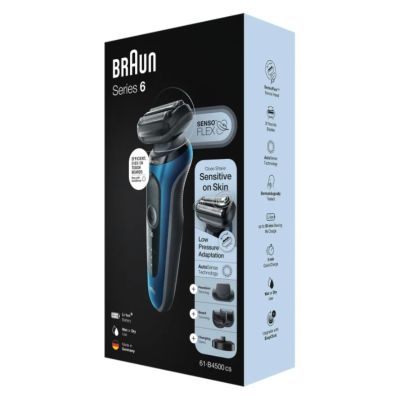 8. Braun Series 6 61-B4500cs - Foil Shaver - Blue - Buttons - LED - Charging - Power - AC/Battery