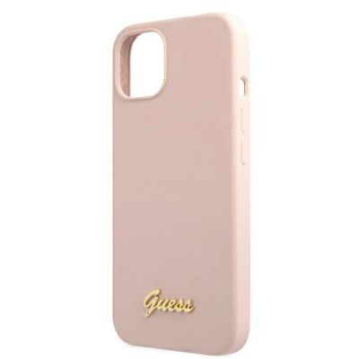 5. Guess GUHMP13MLSLMGLP iPhone 13 6.1" light pink/light pink hardcase Silicone Script Gold Logo Magsafe