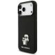 2. Karl Lagerfeld Silicone Karl&Choupette Metal Pin Case for iPhone 18 Pro Max / 17 Pro Max – Black