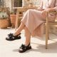 8. Women's leather wedge sandals, black, Filippo DS6965