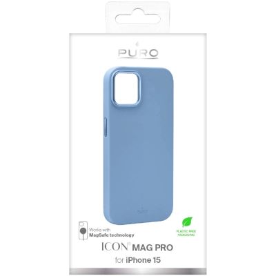 2. Puro Icon Mag Pro MagSafe Silicone Case for iPhone 15 - Light Blue
