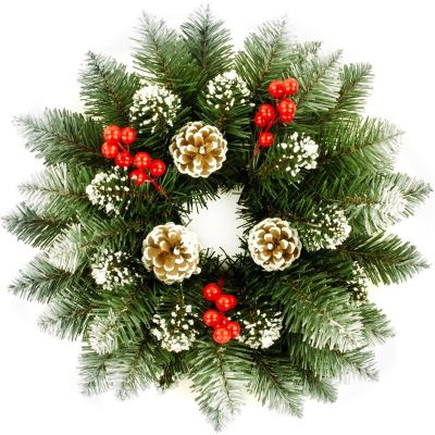 8. LARGE DIAMOND WREATH WITH ROWAN BERRIES AND PINE CONES SASKA GARDEN