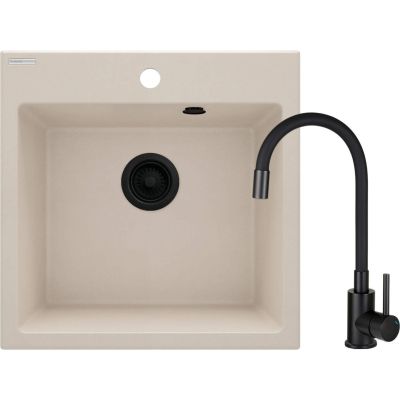 Granite sink with a single-bowl tap