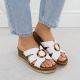 7. Women's leather wedge sandals white Remonte D2L52-80