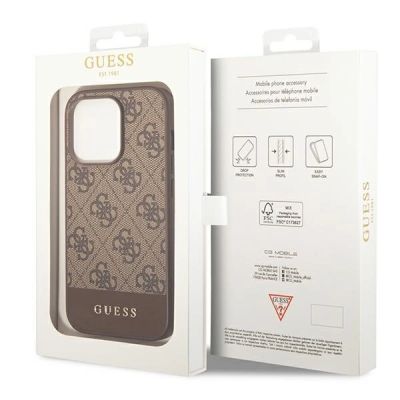 8. Guess GUHCP14LG4GLBR iPhone 14 Pro 6.1" brown/brown hard case 4G Stripe Collection