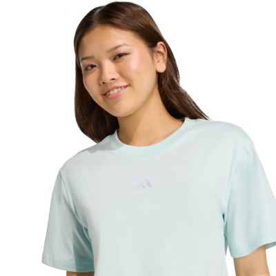 11. adidas Essentials Small Logo Cotton Light Blue Women's T-Shirt JY4965