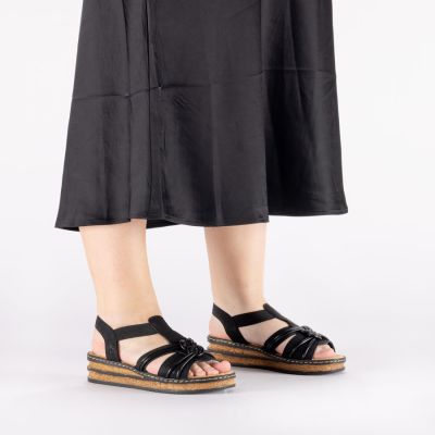7. Women's black elastic strap sandals Rieker 62969-00