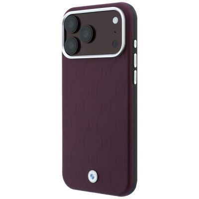 2. BMW Sign Deboss Quilted Metal Logo MagSafe Case for iPhone 18 Pro Max / 17 Pro Max - Burgundy