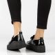 7. Women's leather platform moccasins, patent leather, black, Filippo DP8269