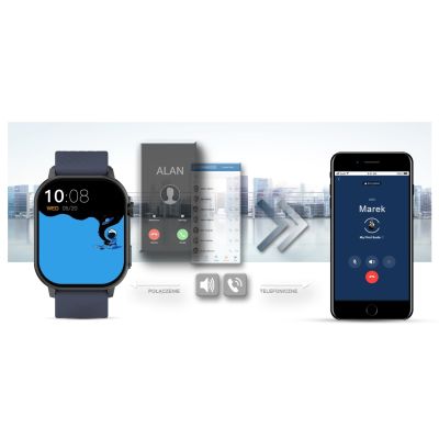 12. Smartwatch Gravity GT15-4 Blue Silicone Strap + Titanium Bracelet
