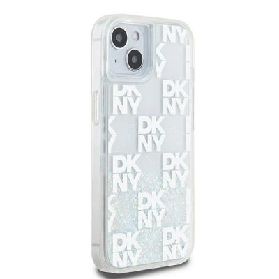 4. DKNY Liquid Glitter Multilogo case for iPhone 15 / 14 / 13 - white