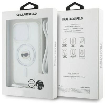 7. Karl Lagerfeld Crossbody IML Karl Head Magsafe Case for iPhone 16 Pro Max - Clear