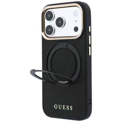 2. Guess Ring Stand 360 Grained Classic Logo MagSafe Case for iPhone 18 Pro Max / 17 Pro Max - Black