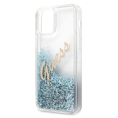 6. Guess GUHCP12SGLVSBL iPhone 12 mini 5.4" blue/blue hardcase Glitter Vintage Script