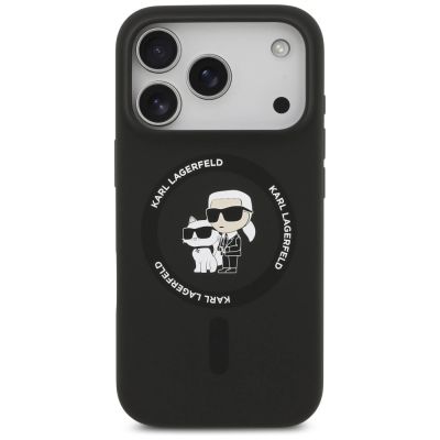 3. Karl Lagerfeld Silicone Karl&Choupette Ring MagSafe Case for iPhone 17 Pro Max - Black