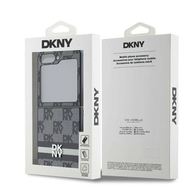 8. DKNY Checkered Pattern Printed Stripes case for Samsung Galaxy Z Flip 6 - black