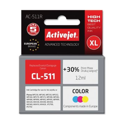 Activejet AC-511R Ink (Canon CL-511 replacement; Premium; 12 ml; color)