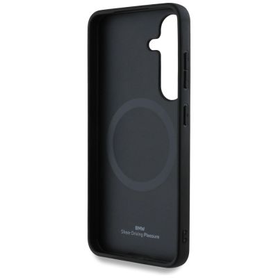 7. BMW Leather Half Textured MagSafe Case for Samsung Galaxy S25 - Black