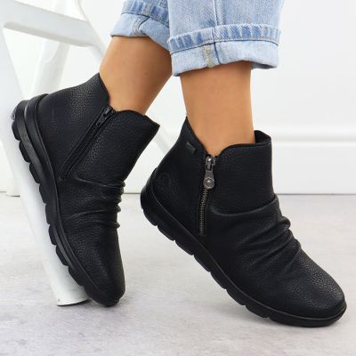 5. Women’s Black Waterproof Leather Ankle Boots – Rieker Z0056-00