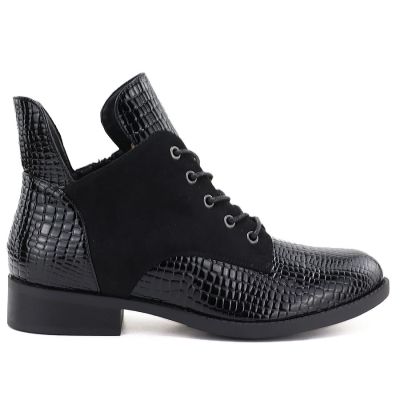 6. Women's patent leather ankle boots, black, Vinceza HX27-16524