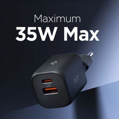 5. Spigen Essential EE352EU USB-C / USB-A 35W Wall Charger - Black