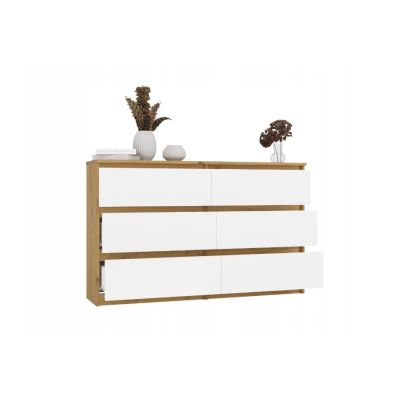 3. M6 MALWA CHEST OF DRAWERS 120CM 6 DRAWERS ART/WHITE SET