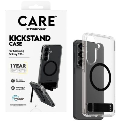5. CARE by PanzerGlass Black Kickstand & QI Case for Samsung Galaxy S26+ - Transparent