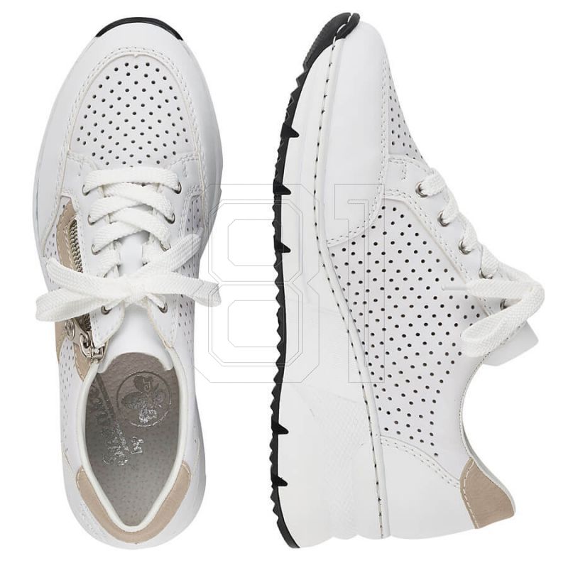 18. Rieker W N6304-80 white leather wedge shoes