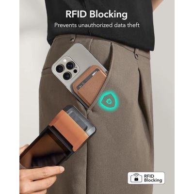 9. ESR Classic RFID Magnetic Wallet Stand MagSafe for Phone - Brown