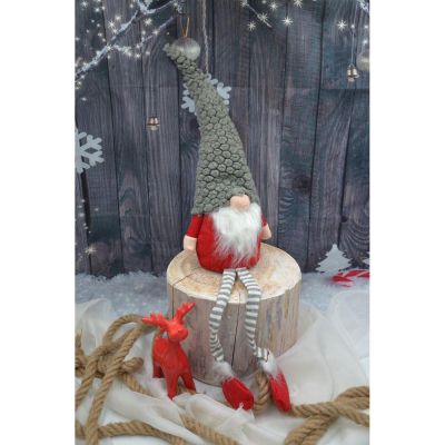 5. DECORATIVE GNOME WITH GRAY FUR HAT 50+25CM