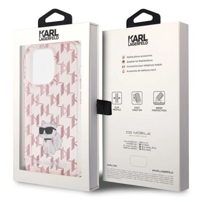 8. Karl Lagerfeld Monogram Choupette iPhone 15 Pro Case - Pink