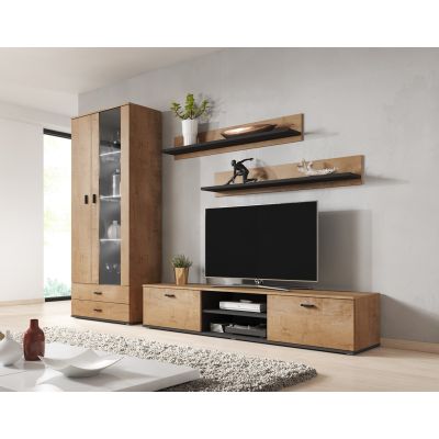 7. Shelf 125cm (2 pcs) SOHO lefkas oak + black