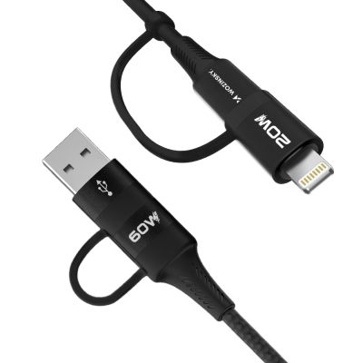 3. Wozinsky WNBAA 4in1 cable 2x USB-C 1x USB-A 1x Lightning 60W 1 m - black