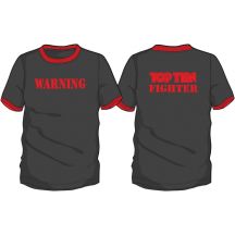 TOP TEN "WARNING" T-shirt, XL, black