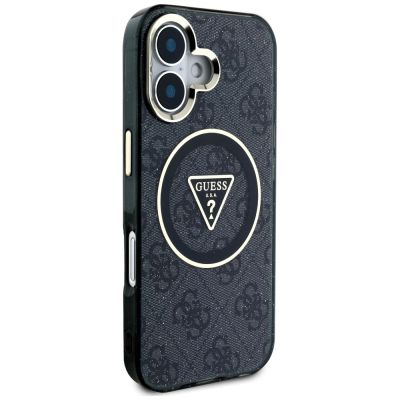 4. Guess IML Metal Glitter 4G Circle Triangle MagSafe Case for iPhone 16 - Black