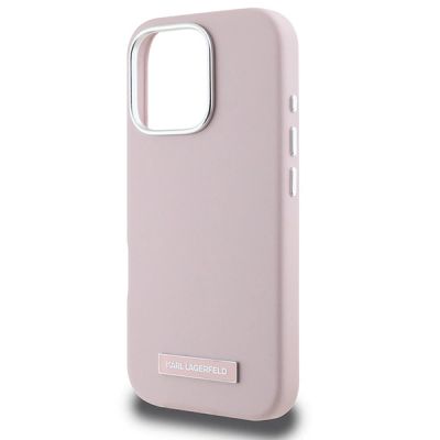 6. Karl Lagerfeld FW Metal Plate MagSafe iPhone 16 Pro Case - Pink