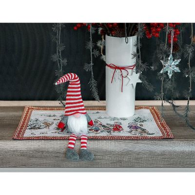 7. DECORATIVE SITTING GNOME 30+10 CM WITH A HAT AND STRIPED LEGS