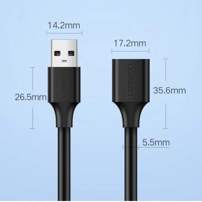 17. Ugreen cable cord extension adapter USB 3.0 (female) - USB 3.0 (male) 3 m black (US129 30127)