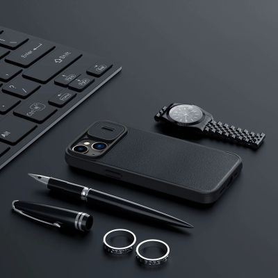 11. Nillkin Qin Cloth Pro Case Case for iPhone 14 Plus Camera Cover Holster Cover Flip Case Blue