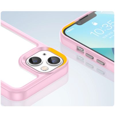 6. Outer Space Case iPhone 14 Plus hard cover with a gel frame pink