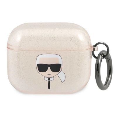 Karl Lagerfeld Glitter Karl's Head Case for AirPods 3 - Gold