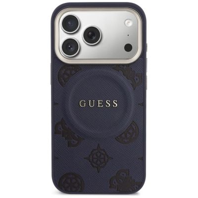 3. Guess Peony Hot Stamp MagSafe Case for iPhone 17 Pro Max - Blue