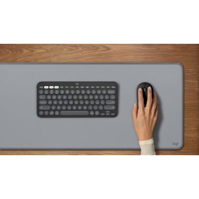 8. Logitech 920-012239 Keyboard Mouse Included Universal RF Wireless + Bluetooth QWERTY American International Graphite