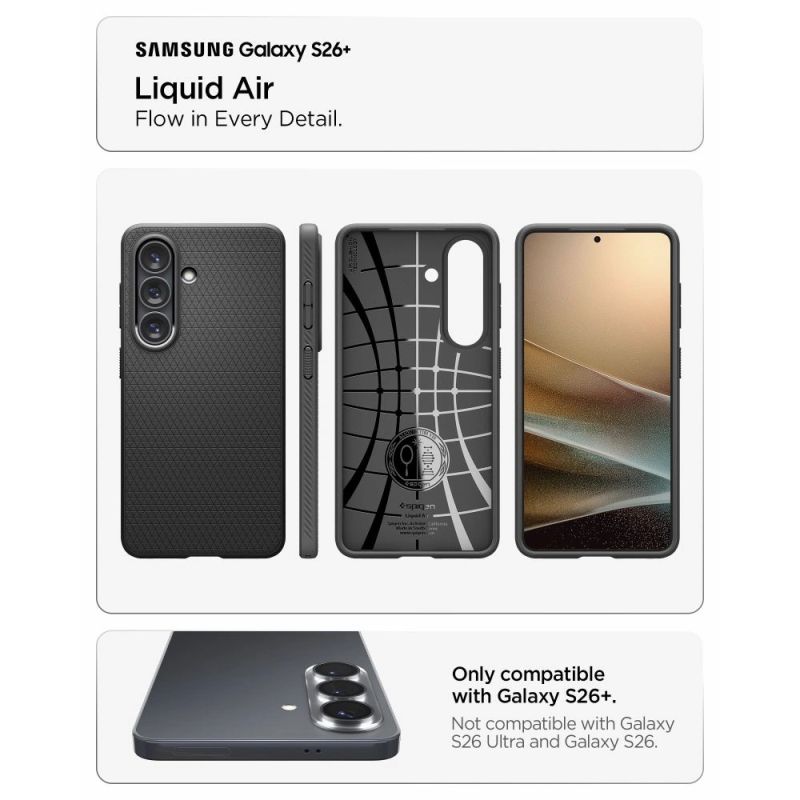 6. Spigen Liquid Air Case for Samsung Galaxy S26+ - Matte Black