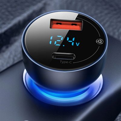 6. Baseus Particular 65W USB-A USB-C QC PPS Car Charger with Digital Display - Dark Gray