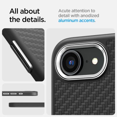14. Spigen Enzo Aramid MagSafe Case for iPhone 16e / 17e - Black